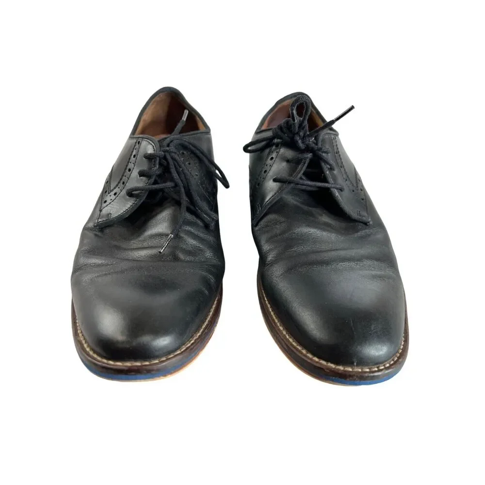 Johnston & Murphy Mens Black Leather Lace-Up Oxford‎ Dress Shoes Sz 8 Dress Work